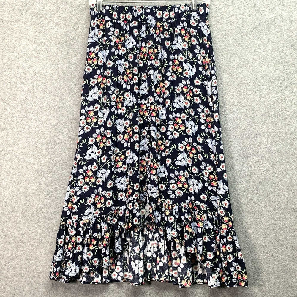 LOFT Ann Taylor Hi Lo Ruffle Midi Skirt Size XS Fairy Dark Cottage Whimsigoth